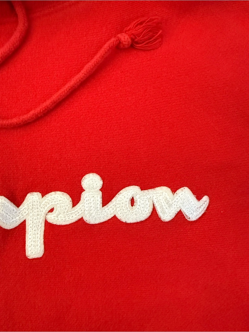 Champion Reverse Weave Red Script Logo Hoodie Large - Picture 6 of 15